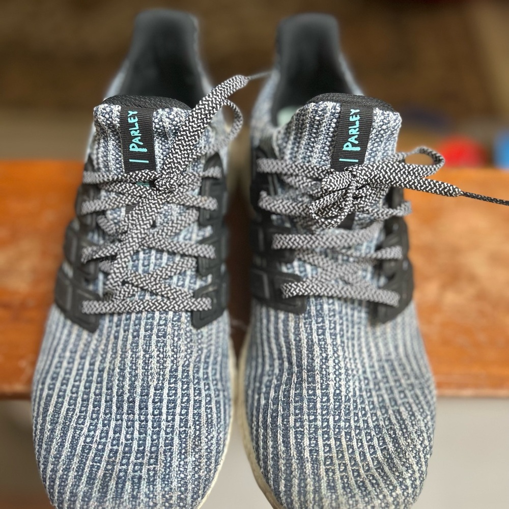 Adidas Blue and Black Athletic Shoes with Modern Design